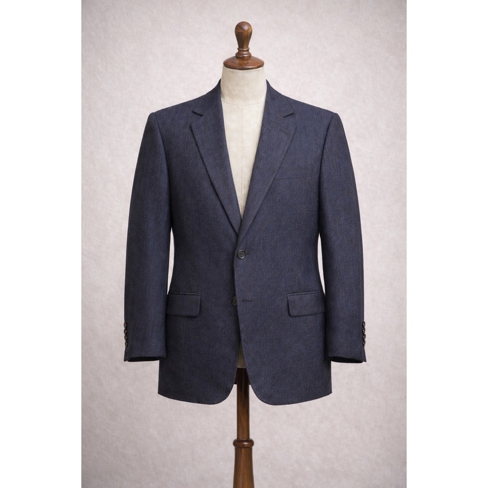 Burberry Blazer Mens 44R Navy Wool‎ Sport Coat Vintage USA Tailored Classic
